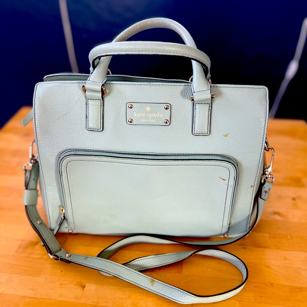 Kate Spade  New York Marian Baxter Street Dusty Mint Leather Crossbody Satchel